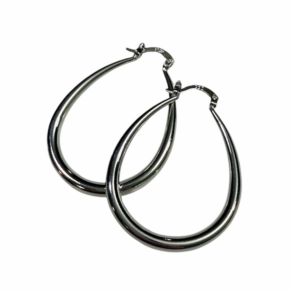 New 925 Silver Smooth Hoop Earrings (41mm)